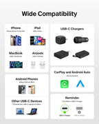 Belkin 2-Pack Braided USB-C to USB-C Cable 5ft, 60W - Soft, Flexible Fast-Charging Cable, Type C Charger Cord for iPhone 17 & 16 Series, Galaxy S25, Pixel 10, iPad Pro, & More - White