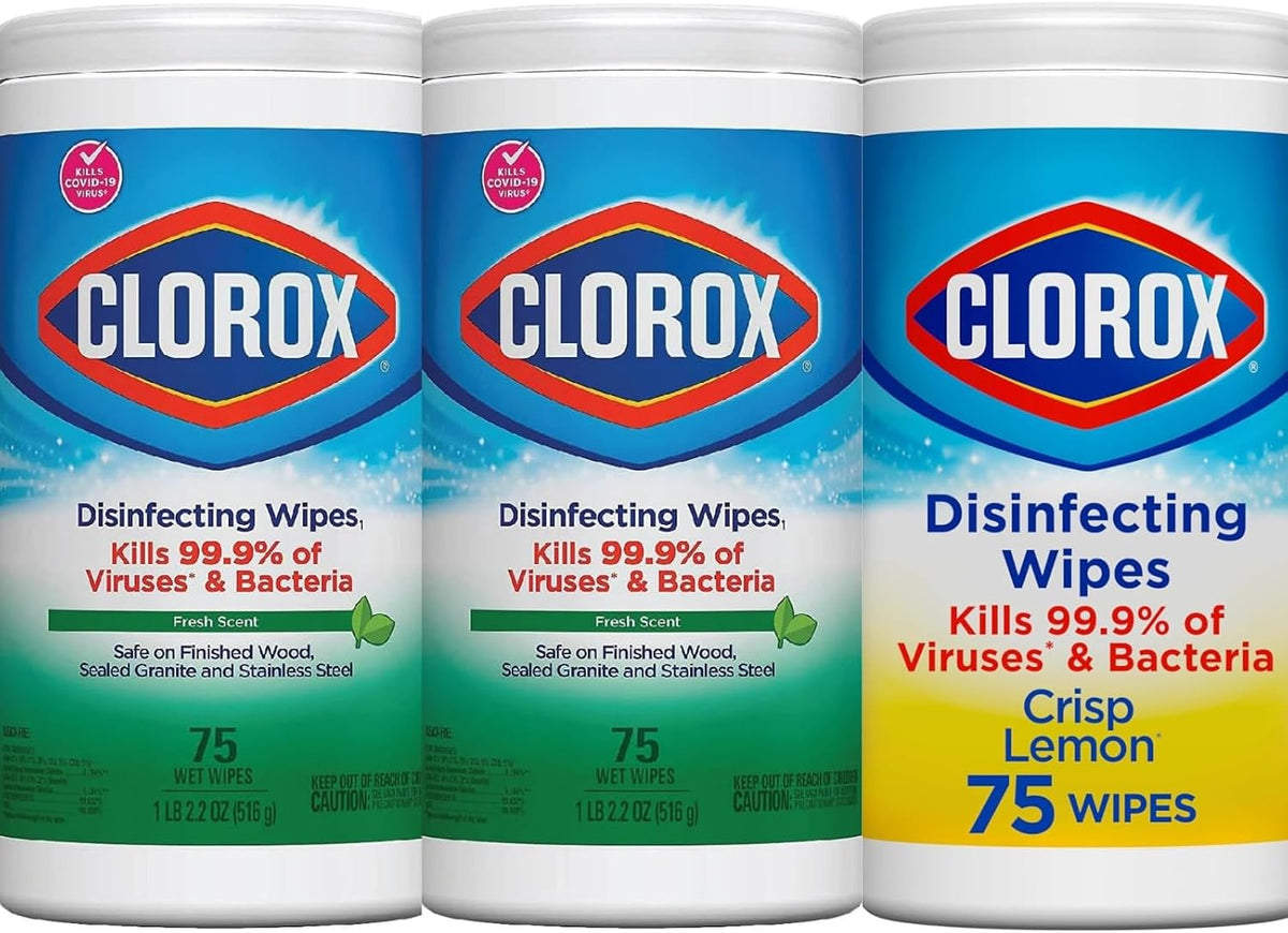 Clorox Disinfecting Wipes Bundle (2 Fresh Scent + 1 Crisp Lemon) (Pack of 3) — front product image