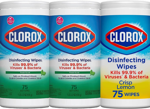 Clorox Disinfecting Wipes Bundle (2 Fresh Scent + 1 Crisp Lemon) (Pack of 3)