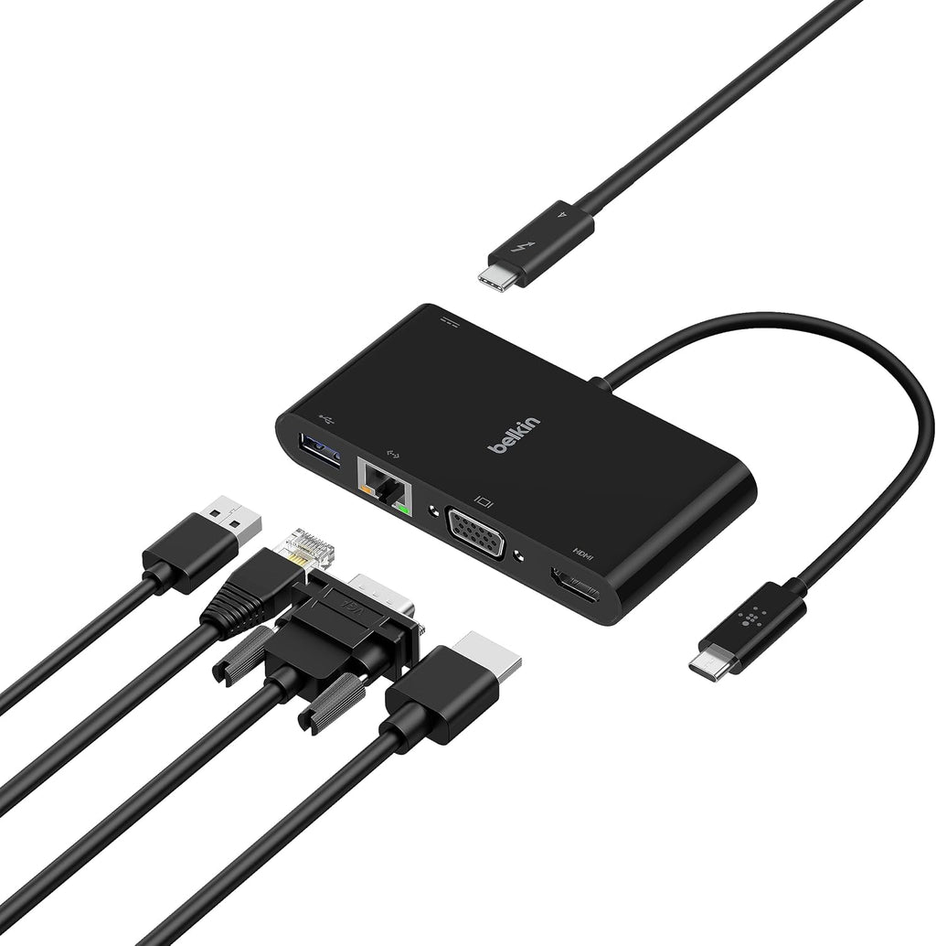 Belkin Usb C Multimedia Adapter Usb C Hub W/ Vga, 4K Hdmi, Usb 3.0, Ethernet Ports 100W Passthrough Power For Macbook Pro, Ipad Pro, Surface Pro, Chromebook More, Avc004