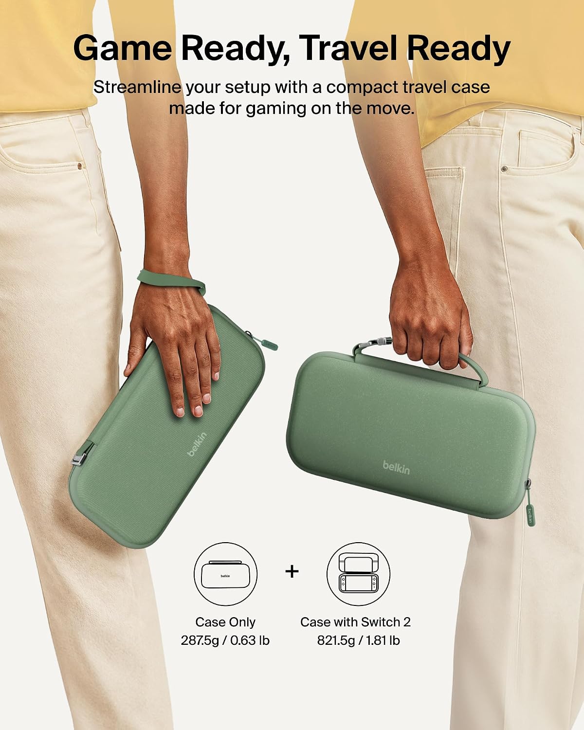 Belkin Gaming Nintendo Switch Case Travel Bag with AirTag Holder & Game Card Storage Pocket - Portable Lightweight Carrying Case with Hard Shell & Soft Interior
