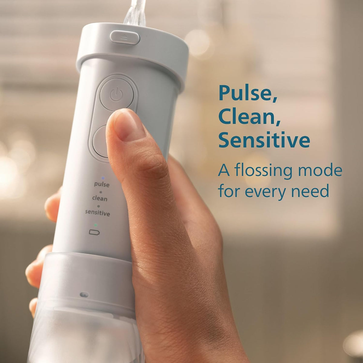 Philips Sonicare Compact Flosser 1000, Portable Water Flosser with 3 Flossing Modes, IPX7 Waterproof Oral Irrigator, Travel Friendly, Blue, Model HX3333/24 — Blue
