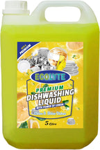 ECOLYTE+ Dishwashing Liquid Soap, Platinum Antibacterial Detergent & Perfect Shine, All Purpose Cleaner, Leaves No Residue, Kitchen Cleaner, Removes Grease & Oil - (Lemon, 5 Liter) — front product image