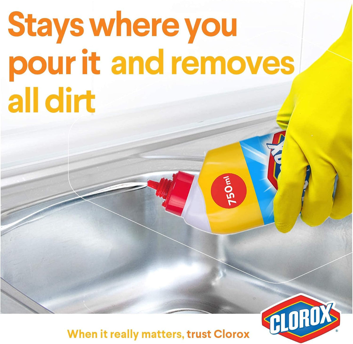 Clorox Bleach Gel and Cleaner, 750ml, Mint Freshness, Kills 99.9 Percent of Germs, Thick Gel Formula — additional view 5