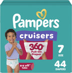 Pampers Cruisers 360 Diapers - Size 7, 44 Count, Pull-On Disposable Baby Diapers, Gap-Free Fit