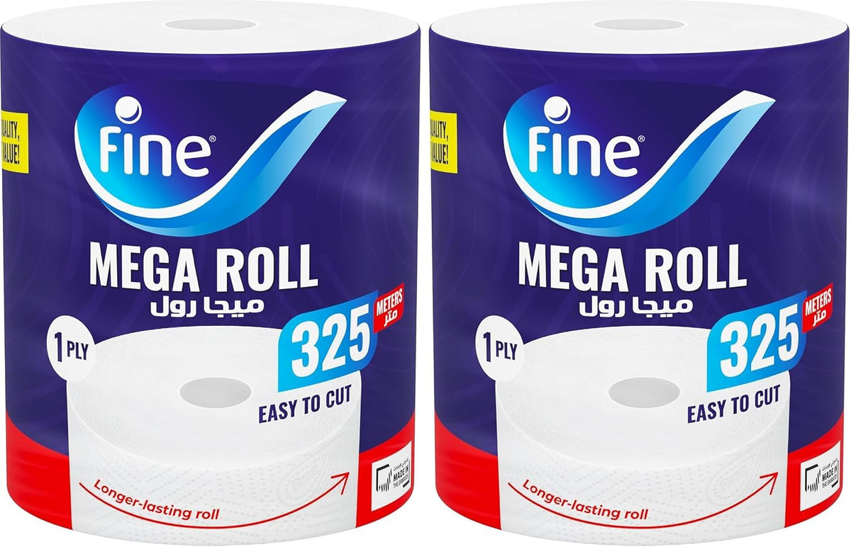 Fine Paper Towel Mega Roll 325m 1500 Sheets (Pack of 2) — front product image