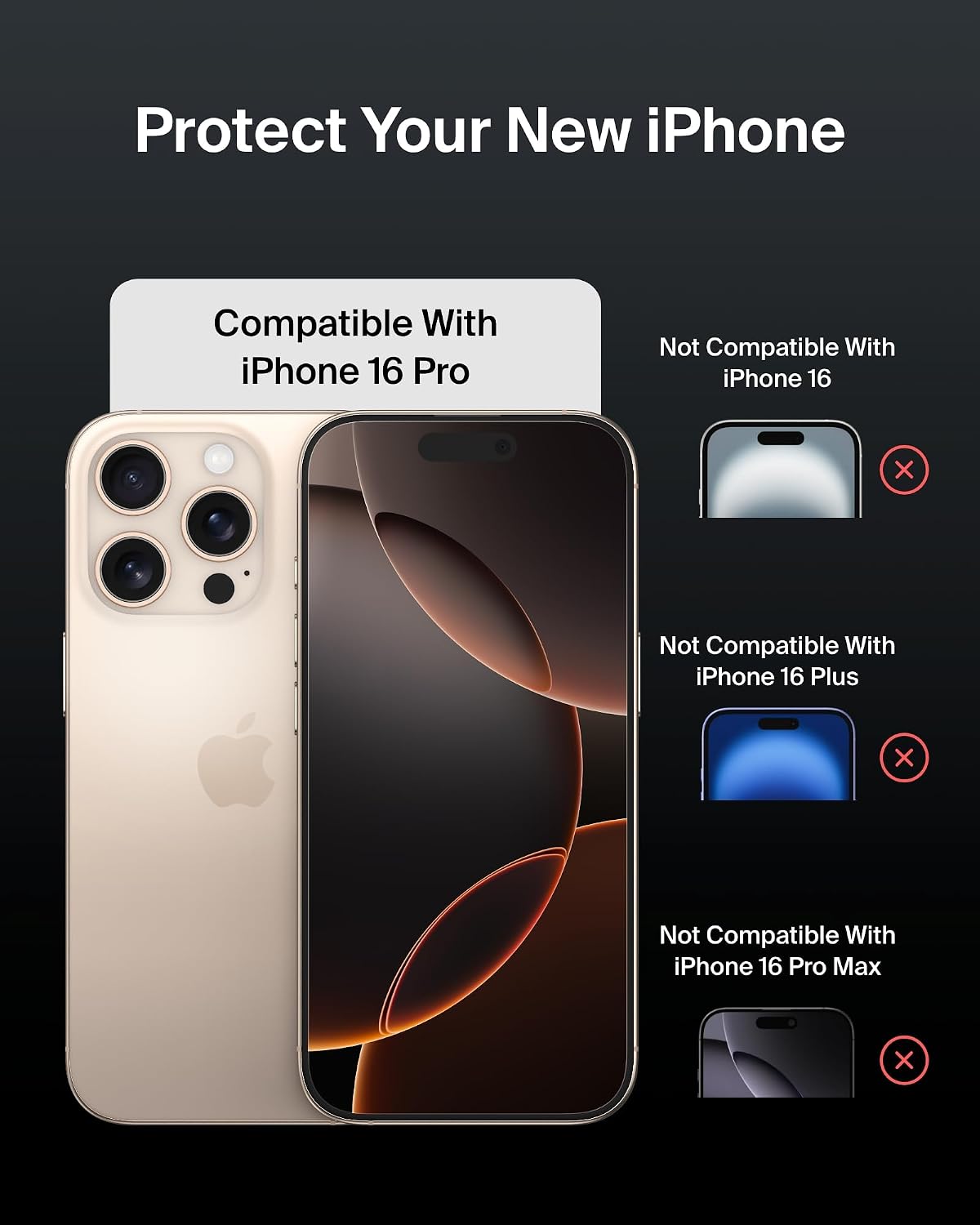 Belkin ScreenForce InvisiGlass iPhone 16 Pro Screen Protector, scratch-resistant impact protection, easy align tray for bubble free application included, made with recycled glass for iPhone 16 Pro