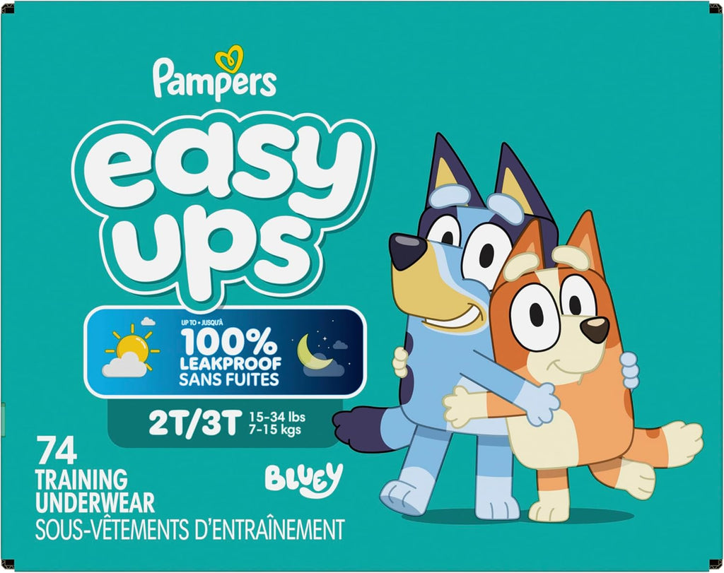 Pampers Easy Ups Training Pants Boys and Girls, Size 4 (2T-3T), 74 Count, Super Pack