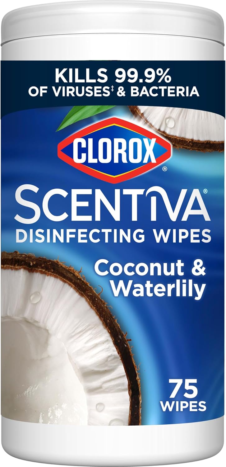 Clorox Scentiva Disinfecting Wipes Pacific Breeze & Coconut, Multi-Surface Bleach Free Cleaning Wipes, 75 Wet — front product image
