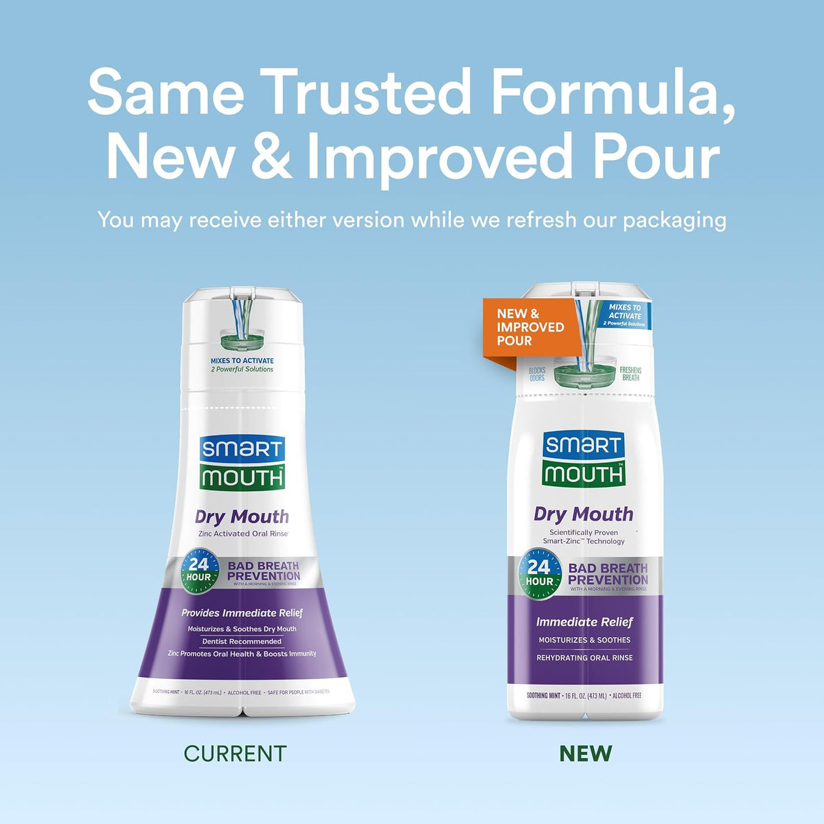 SmartMouth Dry Mouth Activated Rehydrating Mouthwash, 16 fl oz Each, 3 Pack — additional product view 2