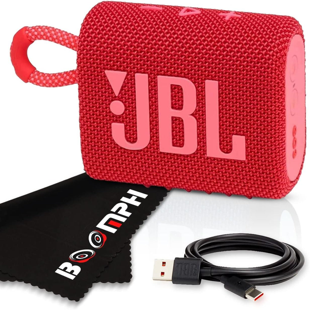 JBL Go 3 with Boomph Cleaning Cloth — Red