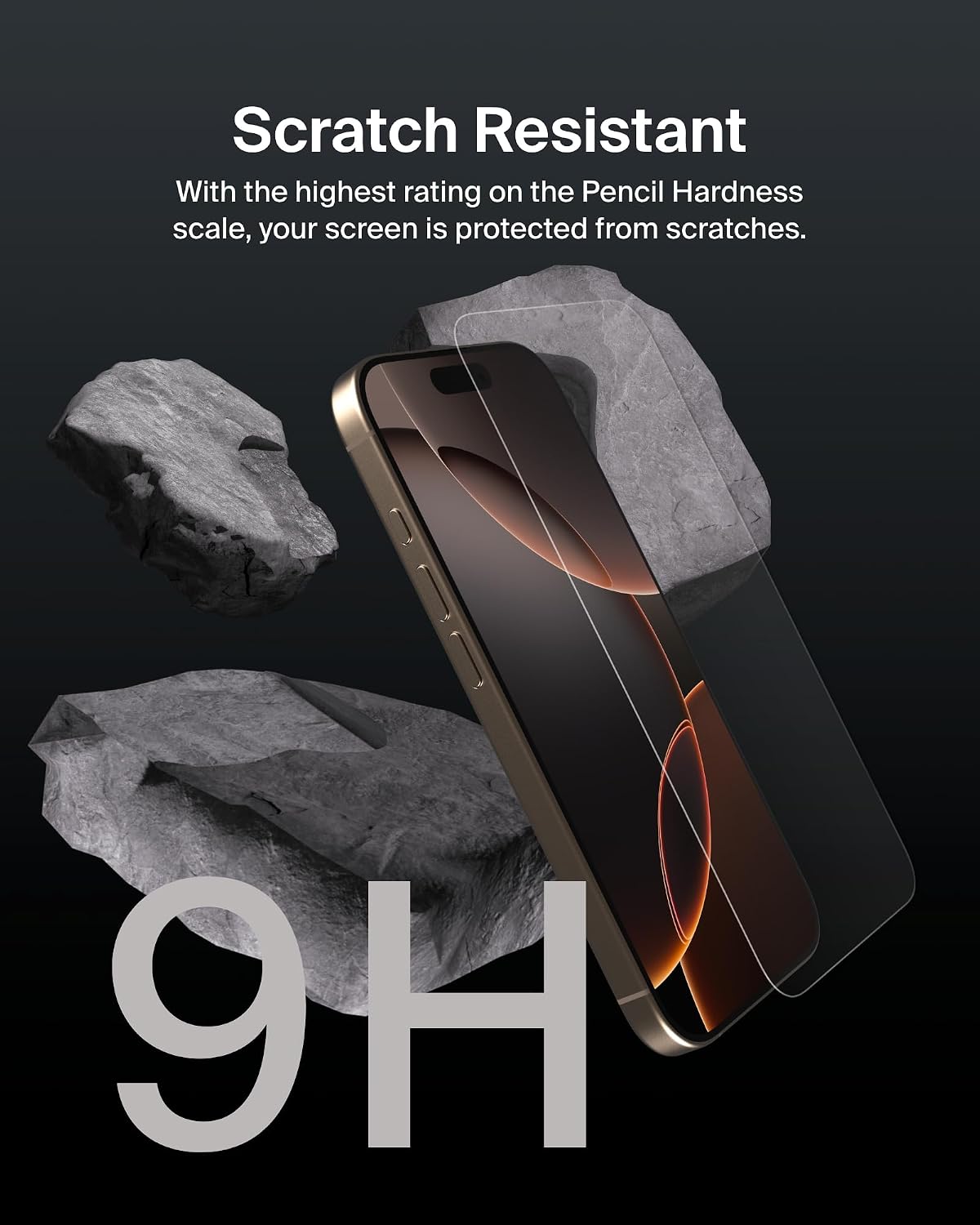 Belkin ScreenForce UltraGlass 2 Treated iPhone 16 Pro Screen Protector, scratch-resistant, 9H hardness tested glass, slim design, with bubble-free application, full screen coverage for iPhone 16 Pro