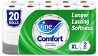 Fine Comfort XL Toilet Tissues Paper, 20 Rolls x 250 sheets x 2 Ply — front product image