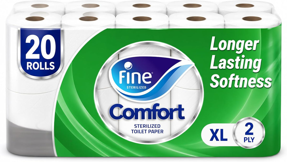 Fine Comfort XL Toilet Tissues Paper, 20 Rolls x 250 sheets x 2 Ply — front product image