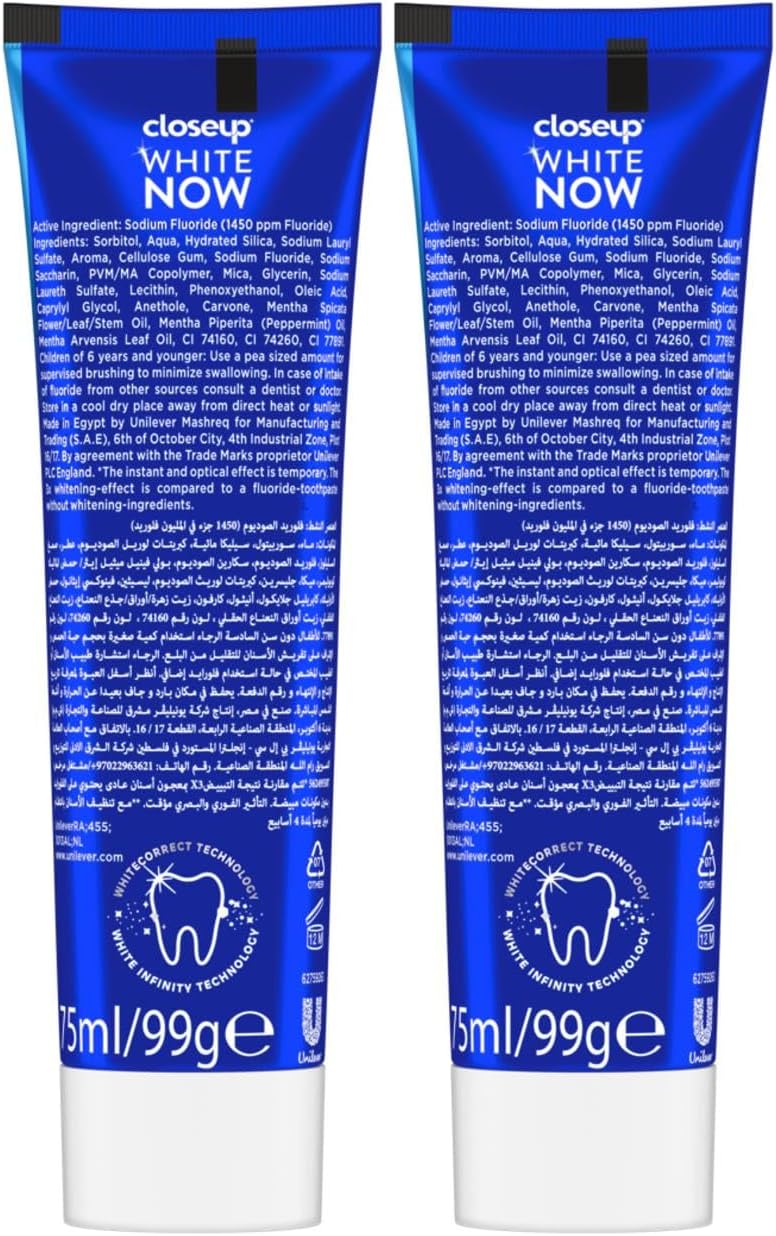 Closeup White Now Toothpaste, Extra Fresh, 3x Instant Whitening from the First Brush, Intense Cooling Effect, 75ml x 2 — additional product view 2