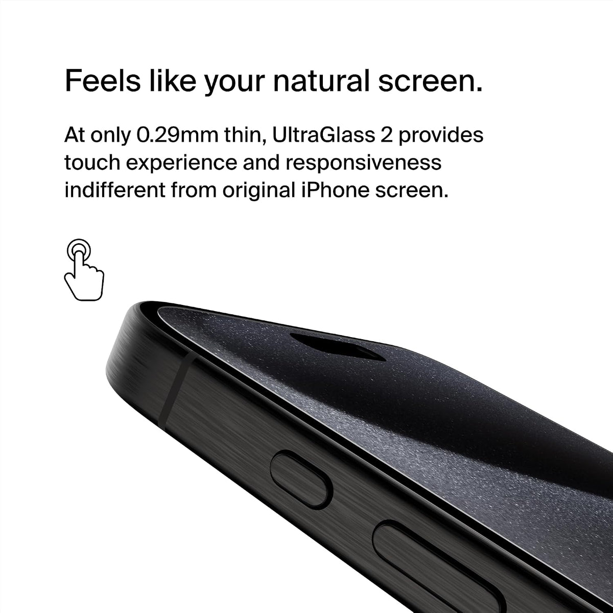 Belkin ScreenForce UltraGlass 2 Treated iPhone 15 Pro Max Screen Protector, Scratch-Resistant, 9H Hardness Tested Glass with Slim Design, Includes Easy Align Tray for Bubble-Free Application