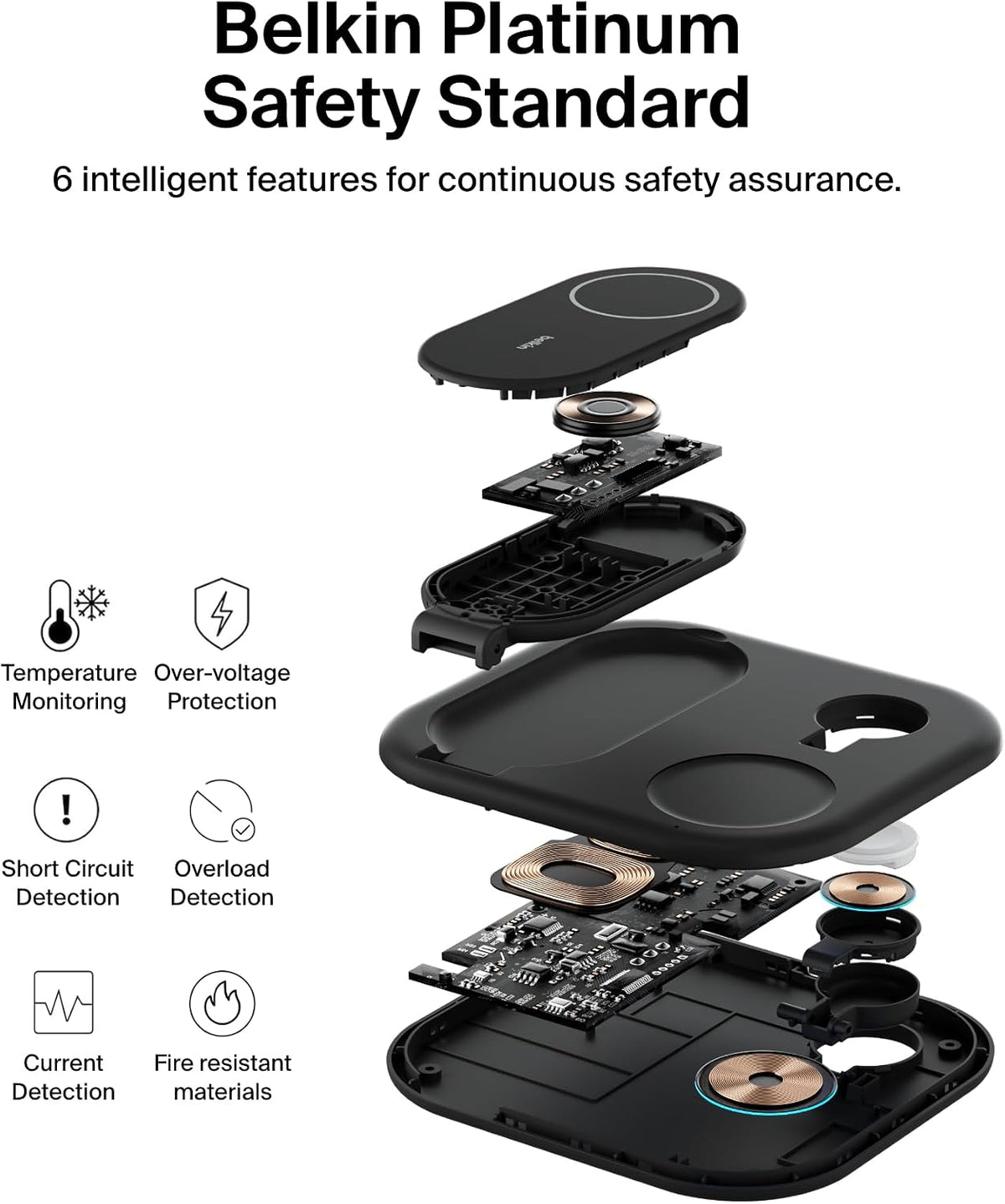 Belkin BoostCharge 3 in 1 Foldable Charging Station with Qi2, 15W - Black