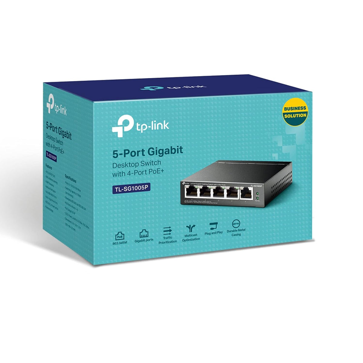 TP-Link TL-SG1005P 5-Port Gigabit PoE Switch, 4 PoE+ Ports @65W, Desktop, Plug & Play, Sturdy Metal with Shielded Ports, Fanless, Limited Lifetime Protection, Traffic Optimization, Unmanaged,