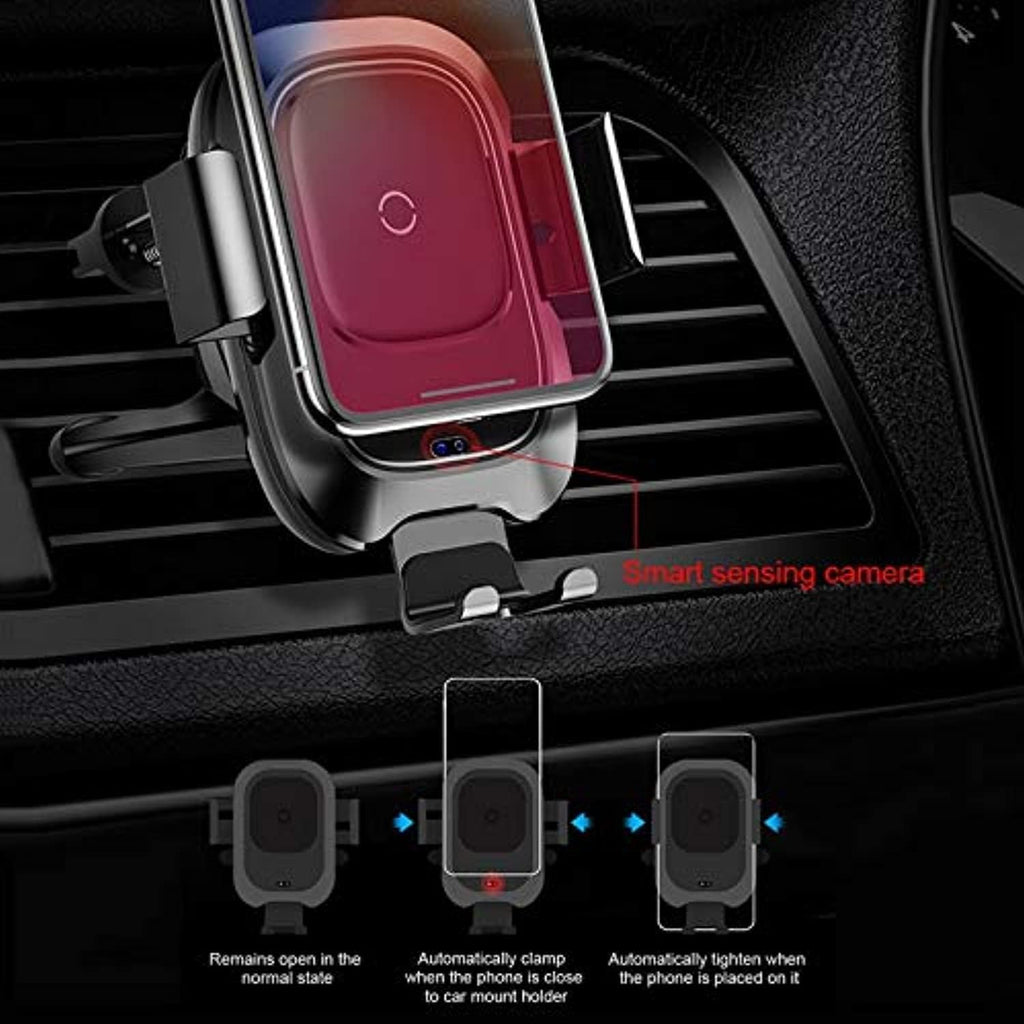 Baseus Car Phone Holder for iPhone Samsung Intelligent Infrared Qi Wireless Charger Air Vent Mount Mobile Stand
