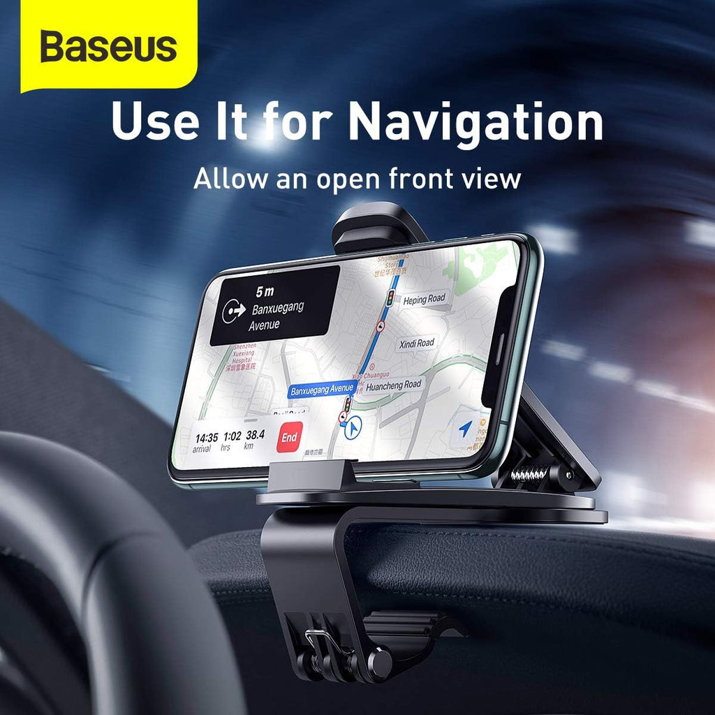 Baseus Car Phone Holder for Centre Console Dashboard, 360° Adjustable Car Phone Mount — 180°-Ultra Stable-BMP — Black