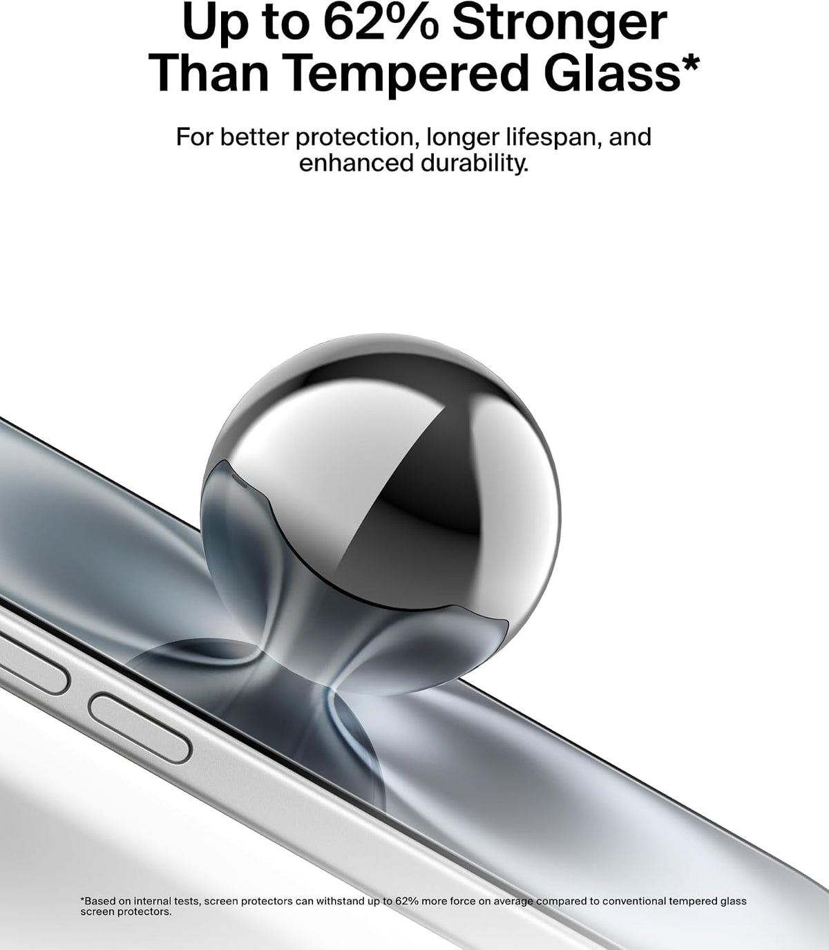 Belkin ScreenForce InvisiGlass iPhone 16 Screen Protector, scratch-resistant impact protection, easy align tray for bubble free application, made with recycled glass for iPhone 16, iPhone 15, 14 Pro