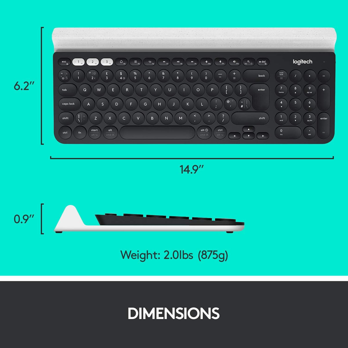 Logitech K780 Keyboard — Grey + White