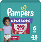 Pampers Cruisers 360 Diapers - Size 6, 48 Count, Pull-On Disposable Baby Diapers, Gap-Free Fit