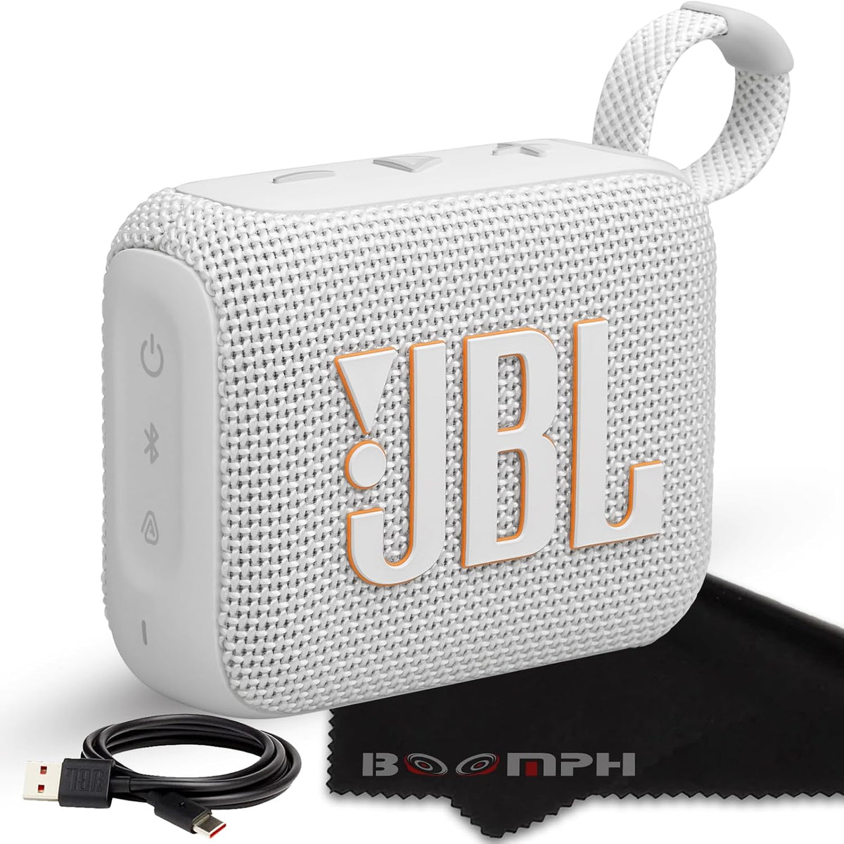 JBL Go 4 with Boomp Cleaning Cloth — White