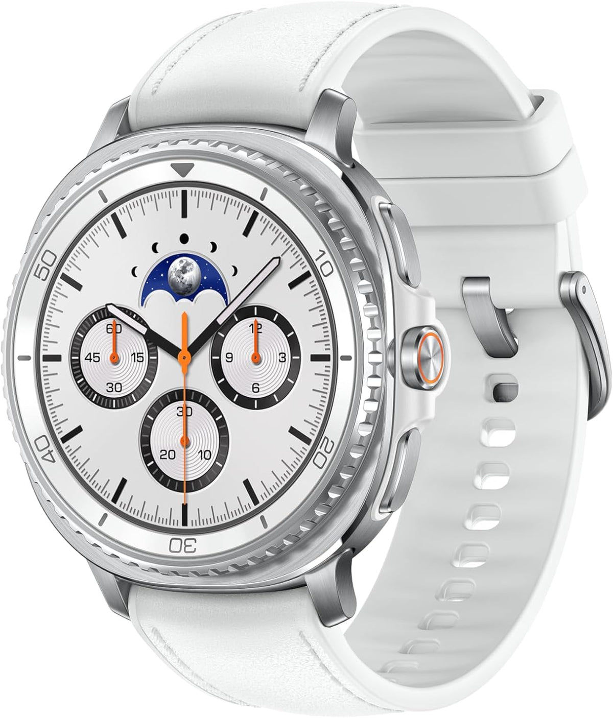 Samsung Galaxy Watch8 Classic White, LTE, 46mm Smartwatch, Cushion Design, Rotating Bezel, Quick Button, 3nm Processor, Sleep Coaching, Running Coach (UAE Version)