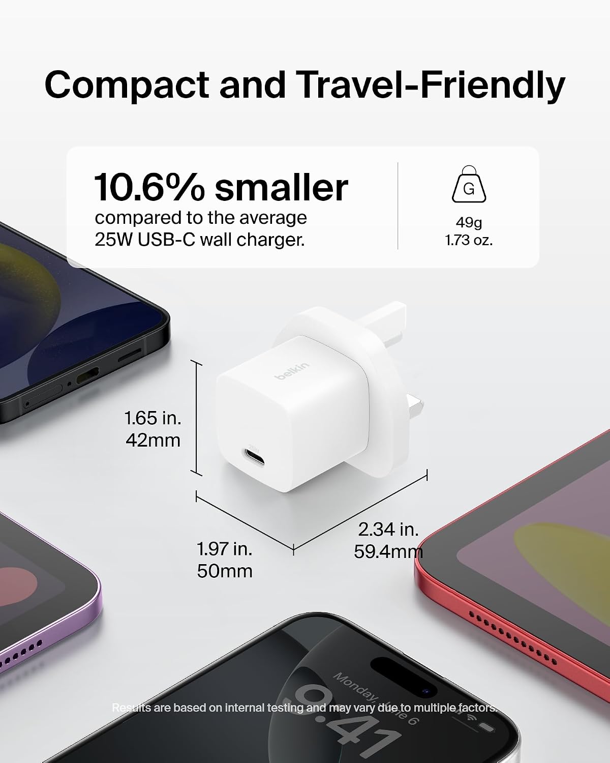 Belkin USB-C Plug 25W - USB-C Phone Charger PD 3.0 Fast Charging with PPS for Apple iPhone 17, iPhone Air, iPhone 16, Samsung Galaxy S25, Pixel 10, Nintendo Switch, & More - White