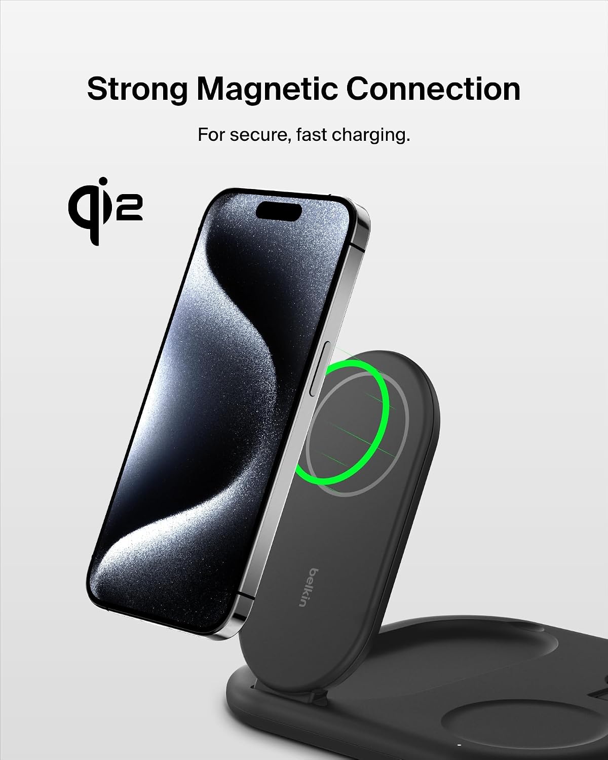 Belkin BoostCharge 3 in 1 Foldable Charging Station with Qi2, 15W - Black