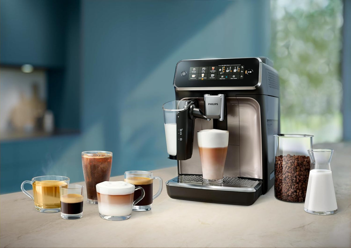Philips EP3347/90 Series 3300 Espresso Machine, 1500W, LatteGo — Black Chrome