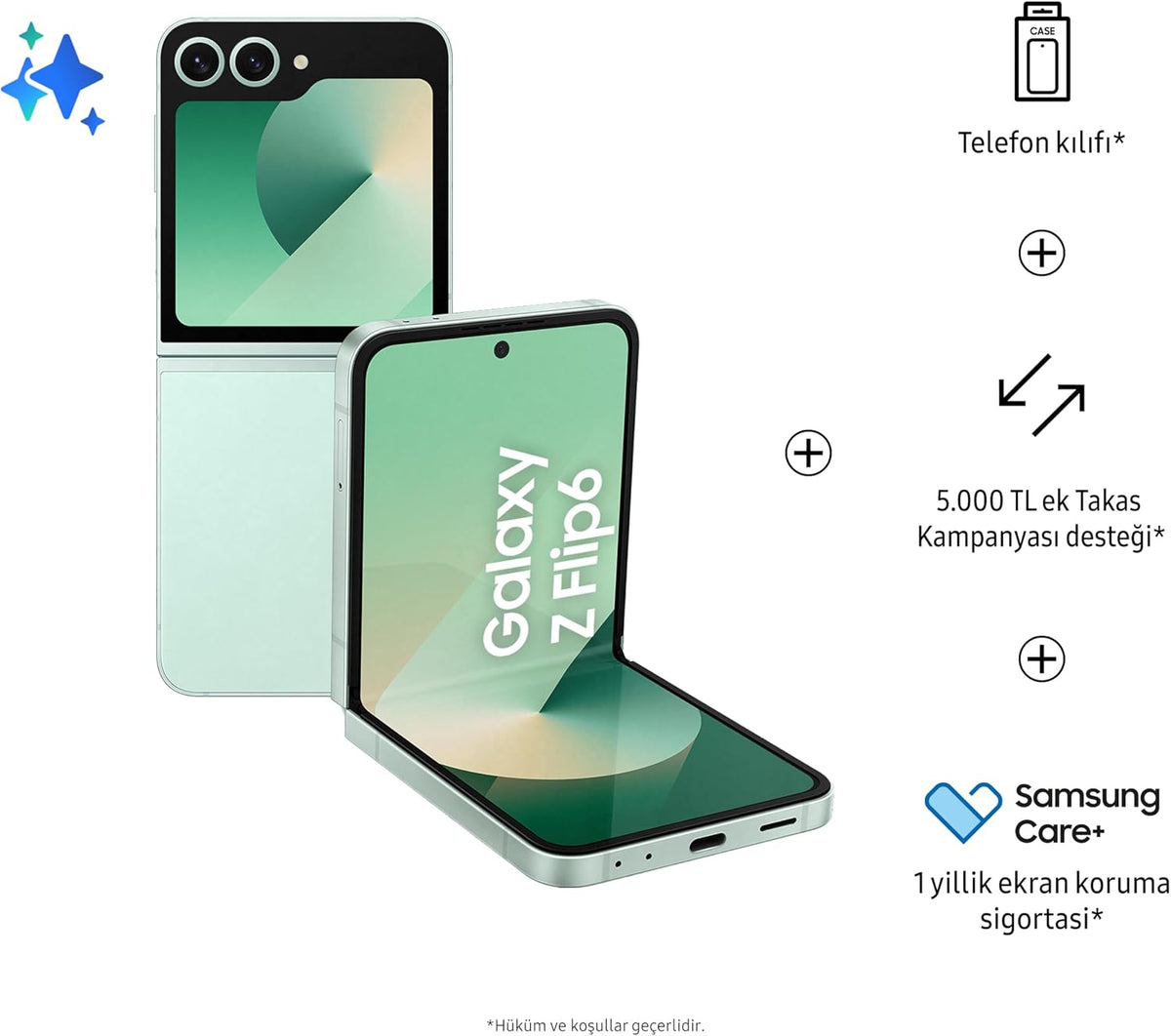 SAMSUNG Galaxy Z Flip6, 12GB RAM, 256GB Storage, Mint, 50MP Camera, 1 year Seller Warranty (International Version)