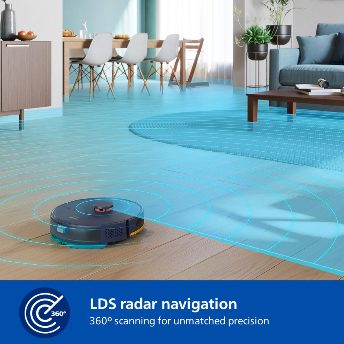 Philips Vacuum & Mop Robot With Station, 6000Pa Suction, 120 Min Runtime — Midnight Blue