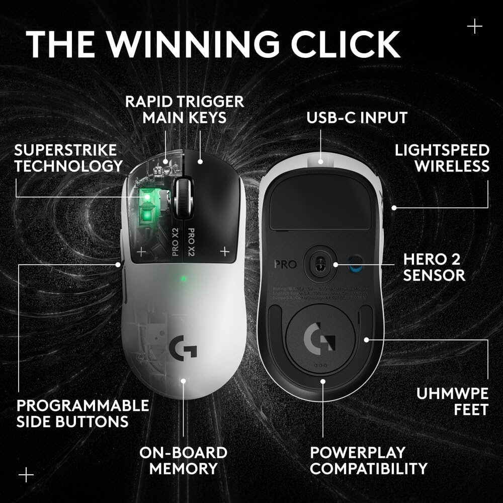 Logitech G PRO X2 SUPERSTRIKE Gaming Mouse — Black/White