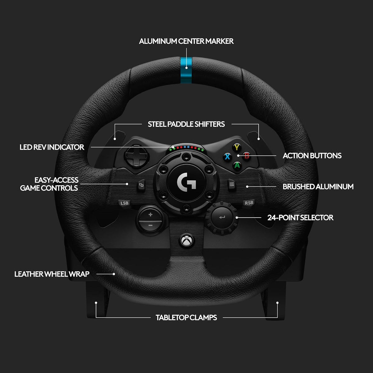 Logitech G923 Xbox / PC Racing Wheel and Pedals — Black