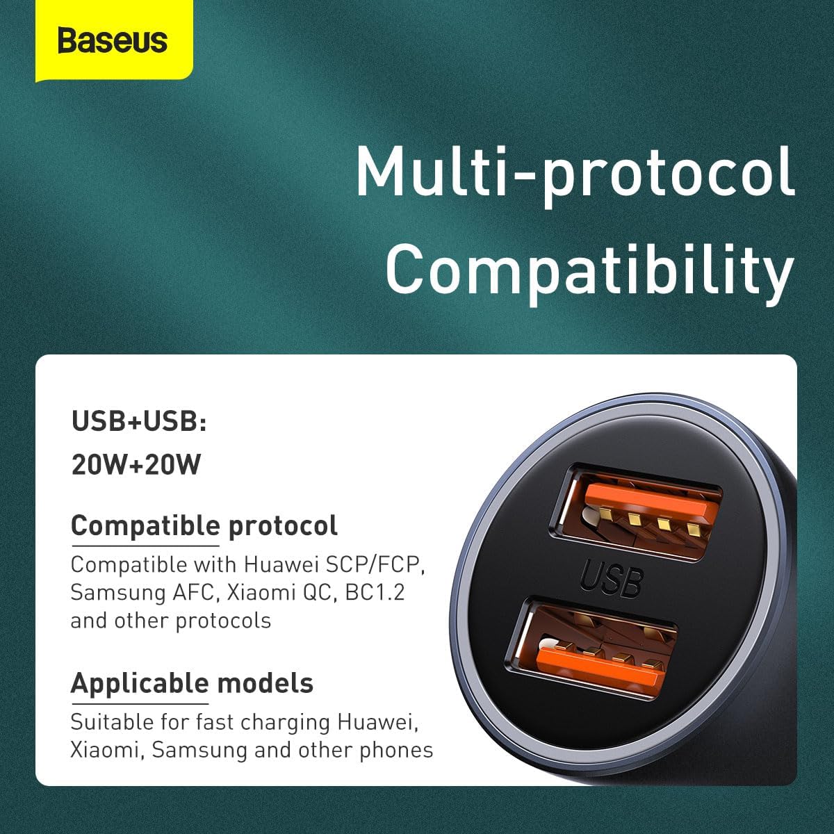 Baseus Golden Contactor Pro Dual Quick Charger Car Charger U + U 40W Dark Gray — Dark Grey