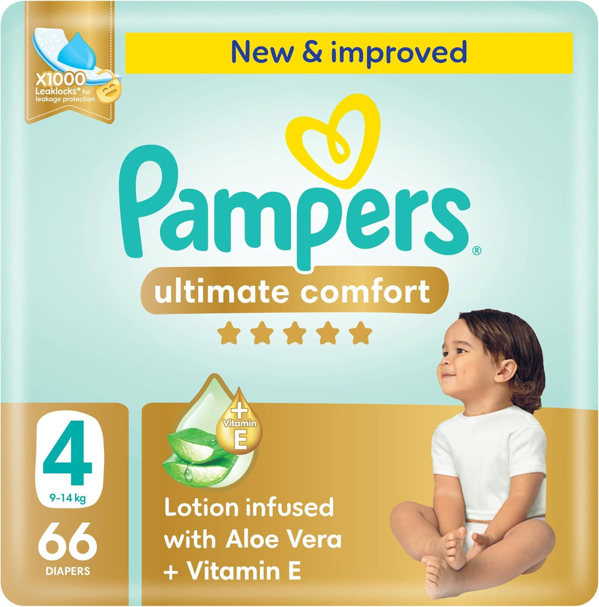 Pampers Ultimate Comfort Premium Taped Diapers 9-14kg Size 4 GP 66 Count