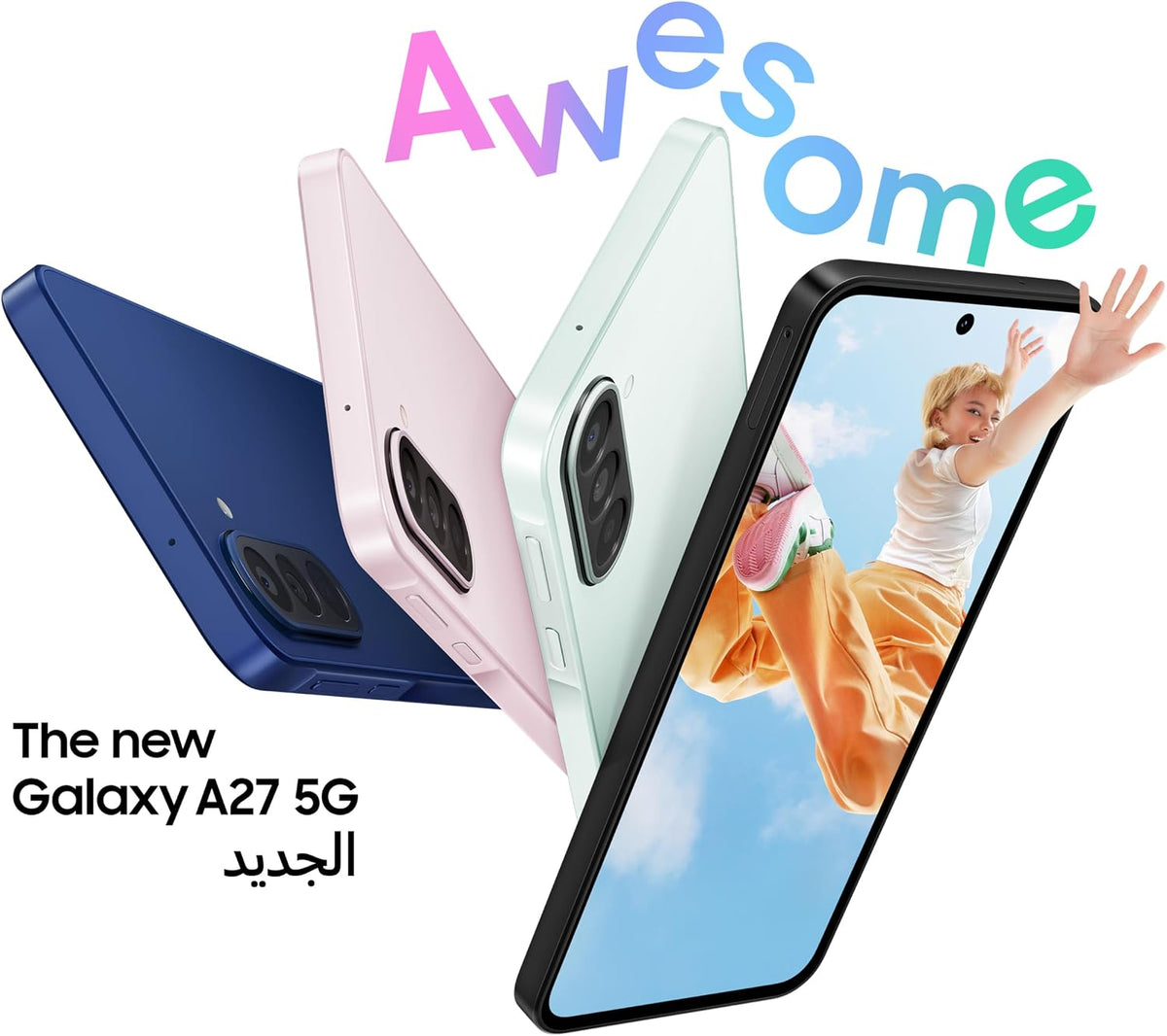 Samsung Galaxy A27 5G, Light Pink, 128GB Storage, 6GB RAM, Slim phone, Circle to Search, Object Eraser, Three lenses, IP64 (UAE Version)