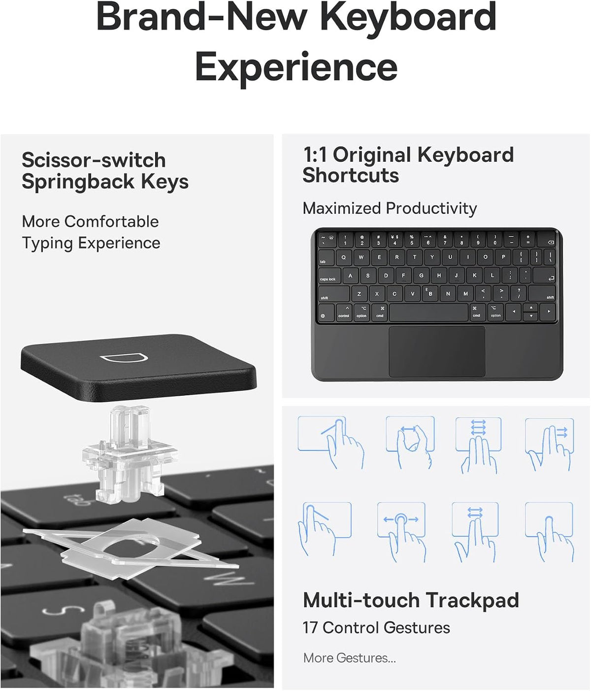 Baseus Brilliance Series 2 Wireless Bluetooth Keyboard Case with Touchpad for Pad Pro 11-inch (2018/2020-2022) /Pad Air4/Air5/Air6 10.9-inch, Detachable, Type-C Charging