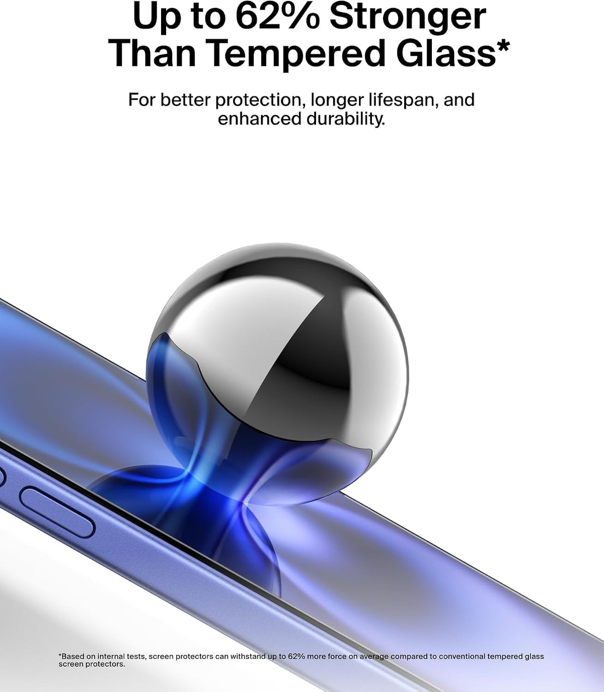 Belkin ScreenForce InvisiGlass iPhone 16 Plus Screen Protector, scratch-resistant, easy align tray for bubble free application, made with recycled glass for iPhone 16 Plus, iPhone 15 Plus, 14 Pro Max