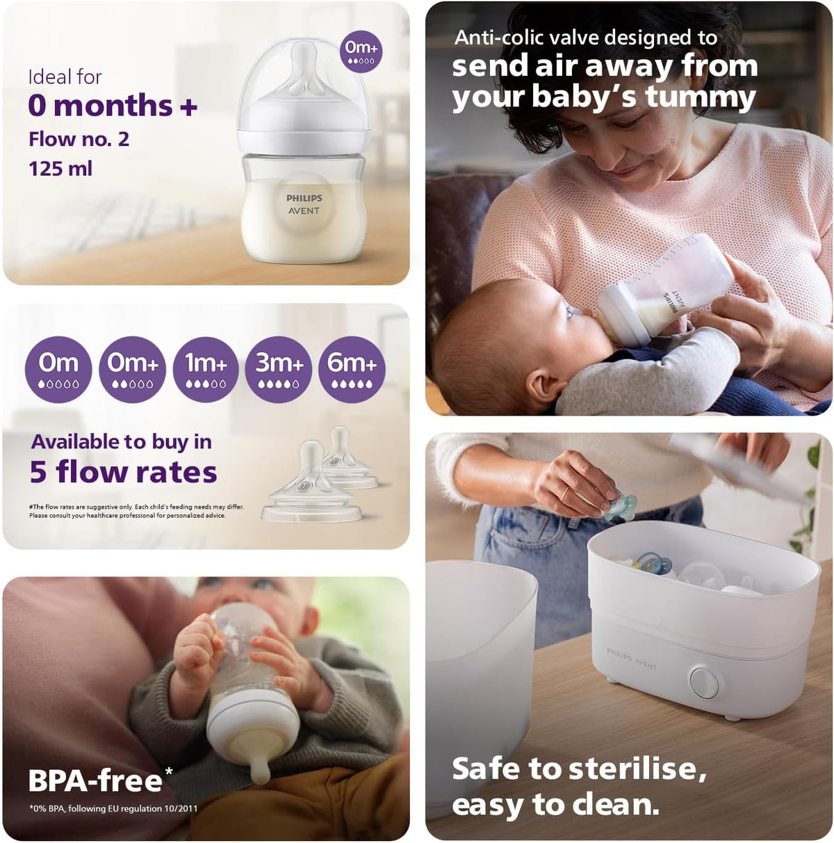 Philips AVENT Philips Natural Bottle, 125ml- Pack of 2 — Clear