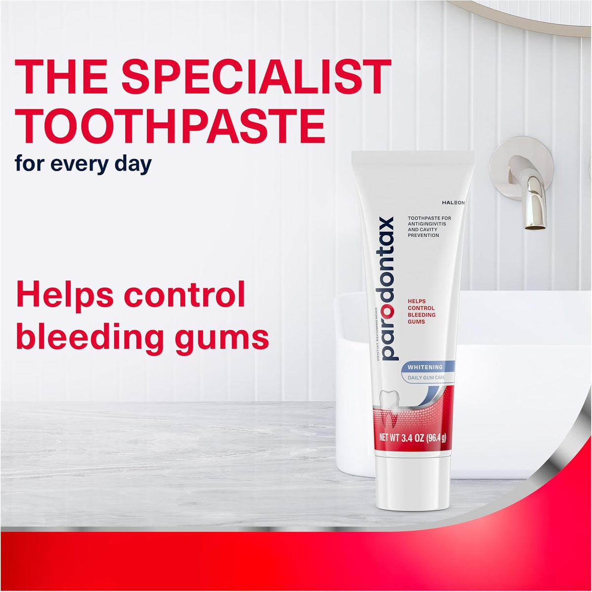 Parodontax Bleeding Gums and Gingivitis Toothpaste, Whitening, 3.4 Ounce (Pack of 3) — additional product view 2