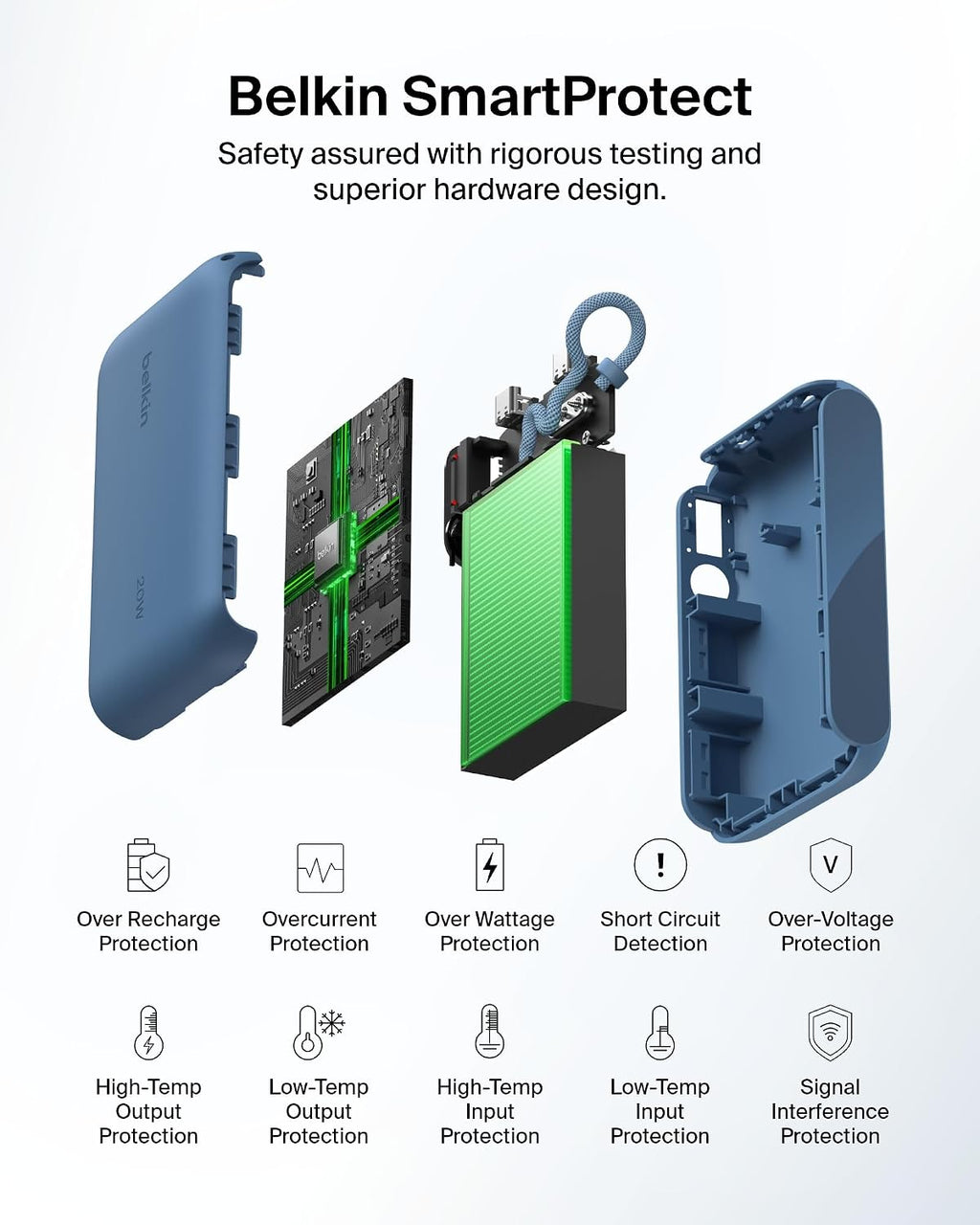 Belkin BoostCharge 10000mAh Power Bank with Digital Battery Display - Blue