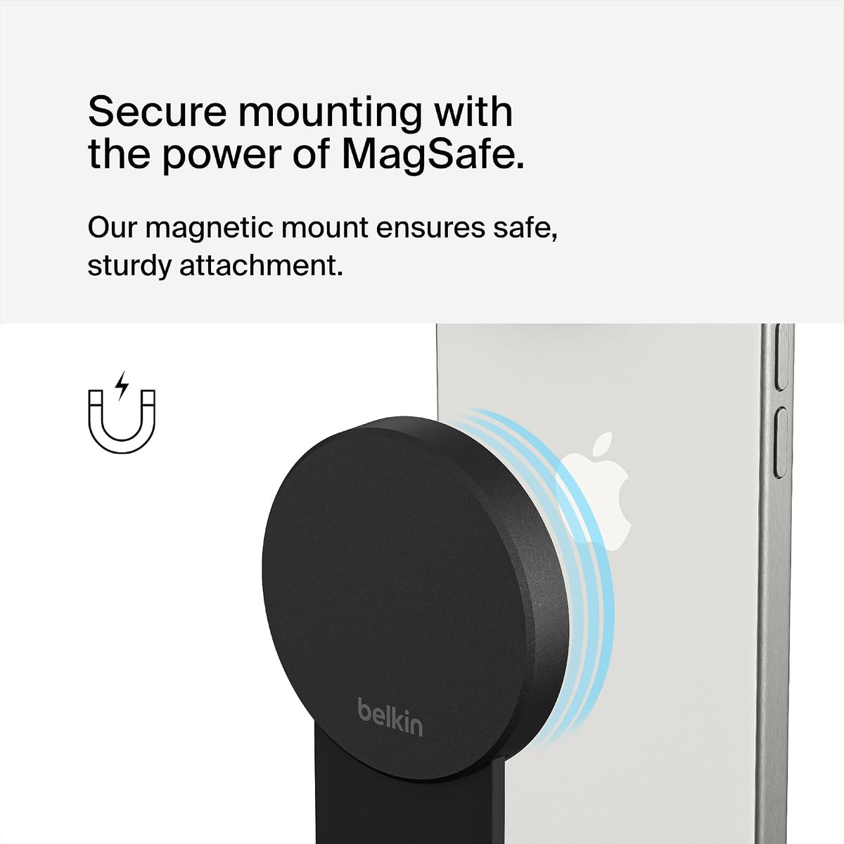 Belkin iPhone Mount with MagSafe for Apple TV 4K - MacBook Continuity Support w/tvOS - Turn Phone to Webcam, Compatible with MacBook Pro, Air, iPhone 16,15,14,13 & More - Gray