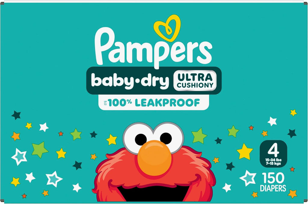 Pampers Baby Dry Diapers - Size 4, 150 Count, Absorbent Disposable Diapers