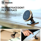 Baseus 360° Adjustable Magnetic Car Phone Holder | Universal Stick-On Dashboard Mount & Mini Mobile Stand | Aluminum Alloy Magnetic Magnet — 360°Rotation- Small — Silver