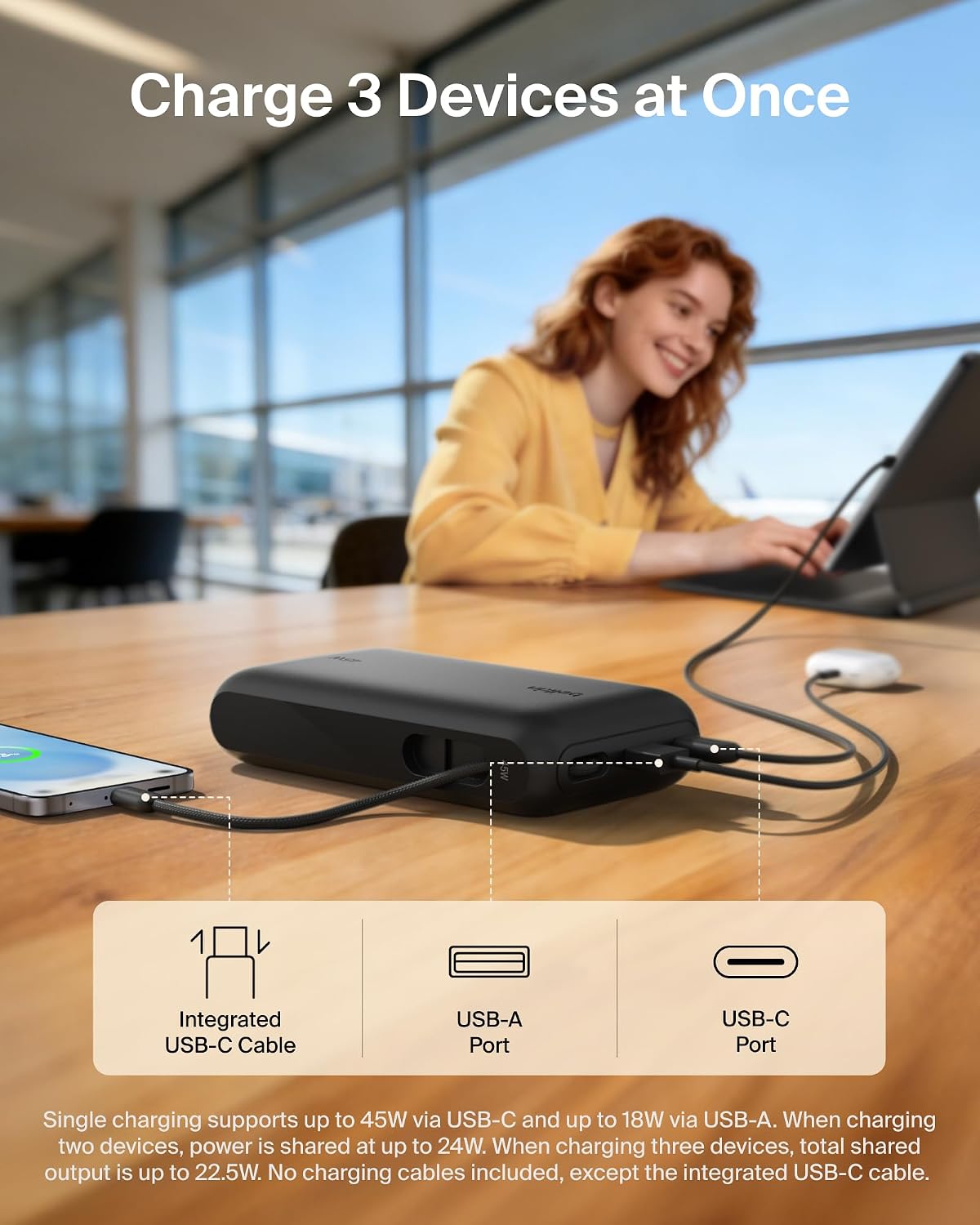 Belkin UltraCharge 20000mAh Power Bank with USB-C Cable and Display - Black