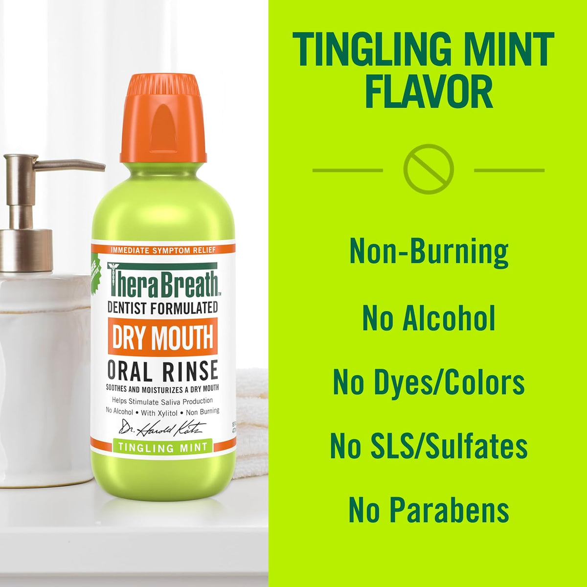 TheraBreath Dry Mouth Oral Rinse, Tingling Mint, 16 oz, 2-Pack — additional product view 5