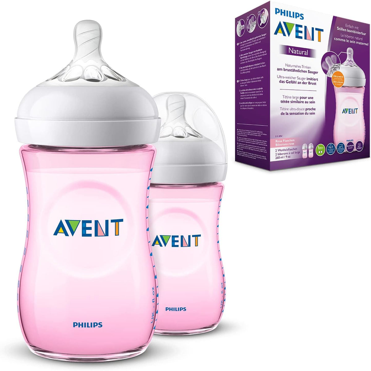 Philips - Avent Natural Baby Bottle, Pack Of 1 — pink, Translucent